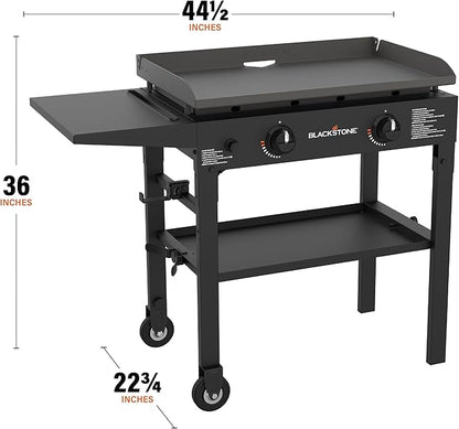 Blackstone Flat Top Gas Grill Griddle 2 Burner Propane Fuelled Rear Grease Management System, 1517, Outdoor Griddle Station for Camping, 28 inch