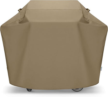 SunPatio BBQ Grill Cover for Outdoor Grill 65 Inch, Heavy Duty Waterproof Barbecue Cover with Sealed Seam, FadeStop All Weather Protection Compatible for Weber CharBroil Nexgrill and More, Taupe