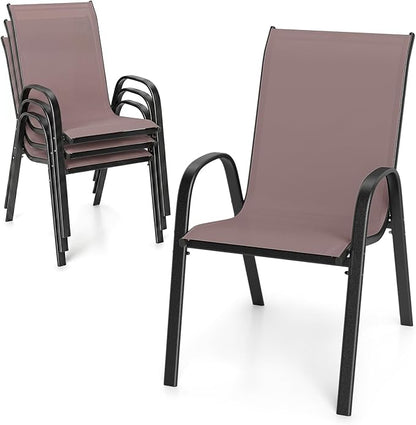 Tangkula Stackable Patio Dining Chairs Set of 4, Outdoor Armchairs by TANGKULA