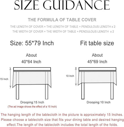 patdrea Designer Vintage Linen Long Rectangle Table Cloth,Floral Leaves Pattern Anti-Wrinkle Green Tablecloth,Decor Table Cover for Kitchen Dining Christmas,Party,Thanksgiving,55"x79"-Cecilia D