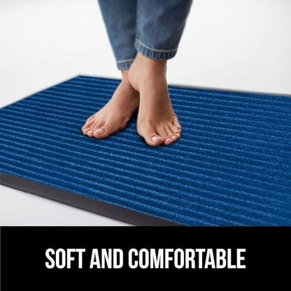 GORILLA GRIP Waterproof Traffic Guard Door Mat, 60x36, Heavy Duty Entryway Mats, Strong Rubber Back Commercial Utility Rugs for Office Hallway, Garage Floor and Home, Low Profile Carpet Runner, Blue