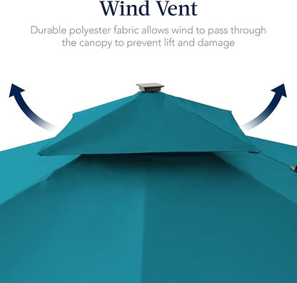 Best Choice Products 9x12ft LED Cantilever Patio Umbrella w/Base Included & - Image 7
