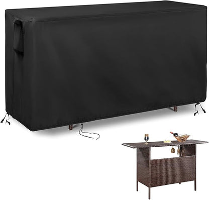 Outdoor Bar Cover for Patio Wicker Bar Counter Table 55"L x 18"D x 36"H, Waterproof& Heavy Duty Cover for Patio Rattan Wicker Bar Table-Rectangle