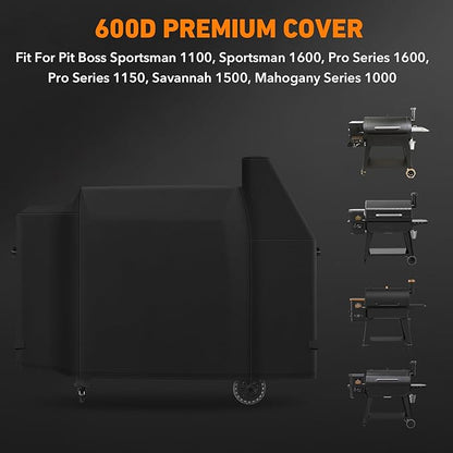 Heavy Duty 600D Polyester Cover Compatible with Pit Boss Savannah Onyx Edition,Pit Boss Sportsman 1100, Sportsman 1600, Pro Series 1600, Pro Series 1150,Mahogany Series 1000 Wood Pellet Grill