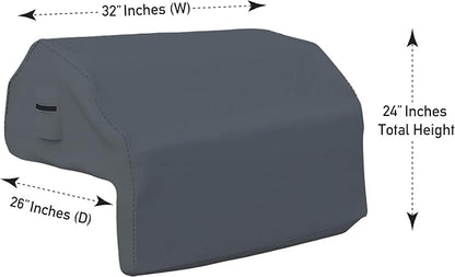 Covers & all Built-in Outdoor Grill Cover, Durable 12 Oz Waterproof Cover Max Material with Air Pocket & Elastic for Snug Fit (32" W x 26" D x 24" H Inches, Grey)