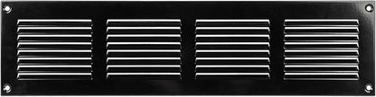 Repa Market Air Vent Cover 16x4 Inch (Outer Dimensions) Black Galvanized Steel Louvered Grill Cover with Mesh Screen - Wall or Ceiling Vent/HVAC Register - Indoor, Outdoor Ventilation Soffit Vent