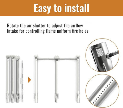Grill Replacement Parts for Weber Spirit II 300 Series, GS4 Spirit II E310 E320 E330 S310 S320 S330 68950 (Front-Mounted Control), 15.3" Flavorizer Bars 7636 and 18" Burner Tubes Set 69787