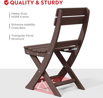 Costaelm Paradise 3-Piece Outdoor HDPE Folding Patio Bistro Table and Chairs, Dark Brown