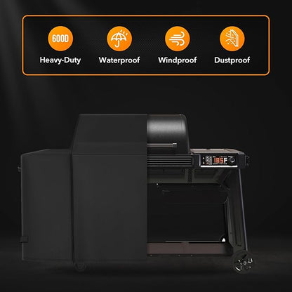 Heavy Duty 600D Polyester Cover Compatible with Traeger Grills BAC776 Woodridge Pro and Woodridge Elite Grills Replacement Covers Full-Length All Weather Grill Accessory