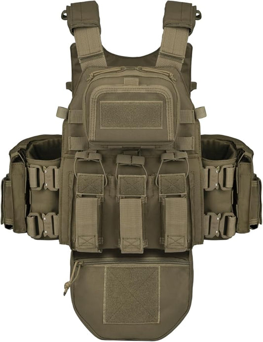 BOMTURN Great Tactical Outdoor Vest for Men Multifunctional Modular Molle Vest with Metal Buckles