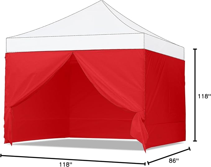 ABCCANOPY Side Wall 10x10, Red (4 Walls Only, NOT Including Frame and Top)