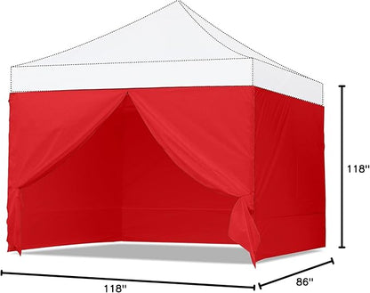 ABCCANOPY Side Wall 10x10, Red (4 Walls Only, NOT Including Frame and Top)