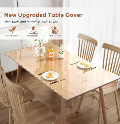 RostiKong Clear Plastic Dining Table Protector 44 x 78 Inch Desktop Cover Transparent Tablecloth Vinyl PVC Waterproof Wooden Furniture Topper Table Pad for Rectangle Coffee End Table Chair Floors Mats