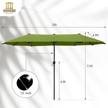 13 ft Large Double-Sided Patio Umbrella, Outdoor Umbrella, Lime | HERA'S PALACE - Image 6