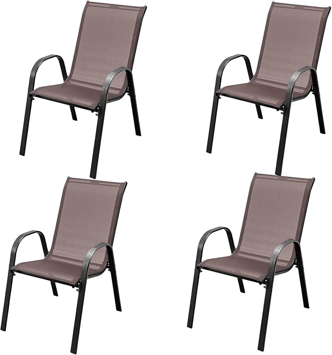 MEDIMALL Patio Chairs, Stackable Patio Chairs Set of 4, Outdoor Dining Chairs by MEDIMALL