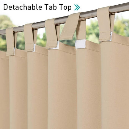 NICETOWN 2 Panels Patio Outdoor Curtainss 95 inch Long Waterproof - Image 3