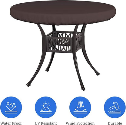 Covers & All Round Table Top Cover, 18 Oz Heavy Duty Waterproof UV & Weather Resistant Patio Table Cover, Outdoor Table Cover for Patio Outdoor Furniture & Coffee Table (54" Dia x 4 H Inches, Coffee)