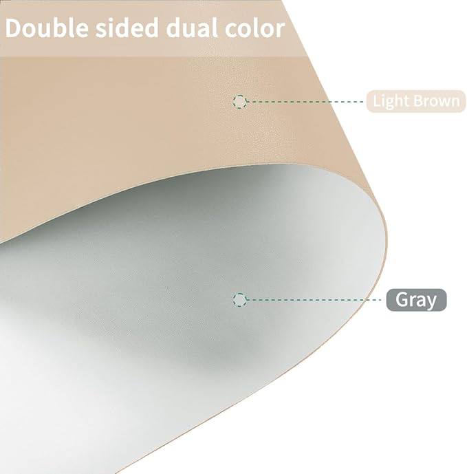 Leather Dresser Cover,1.8mm Thick,14x90 Inch,Dresser Protector Top,Dresser Top Protector,Dresser Cover Top,Dresser Top Cover,Dresser Cover Top for Bedroom.(Light Brown+Gray,14x90)