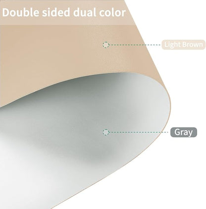 Table Protector for Dining Room Table - Waterproof, Easy to Clean, Light Brown & Gray, 54x54