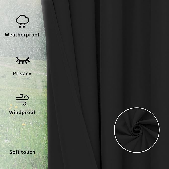 Easy-Going Outdoor Curtains for Patio 1 Panel, 54x96 inch, Weatherproof Privacy - Image 6