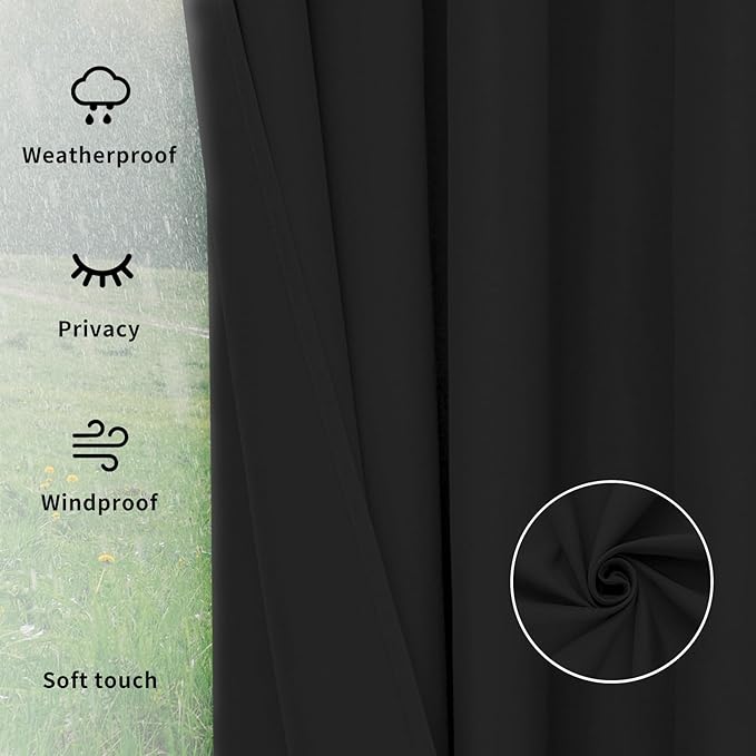 Easy-Going Outdoor Curtains for Patio 6 Panels, 54x84 inch, Weatherproof - Image 6
