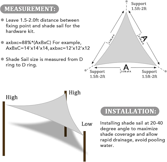 Shade&Beyond Custom Sun Shade Sail 5'x7'x8.6' Triangle Sun Sail Shades Patio UV - Image 6