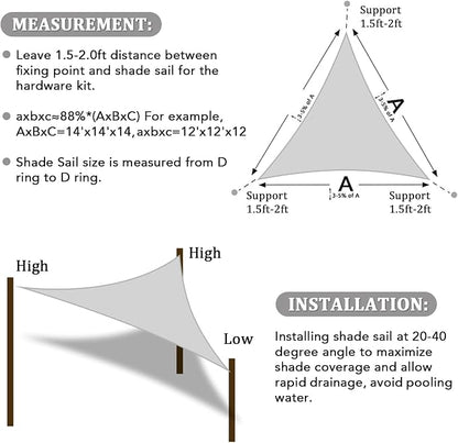 Shade&Beyond Custom Sun Shade Sail 5'x7'x8.6' Triangle Sun Sail Shades Patio UV - Image 6