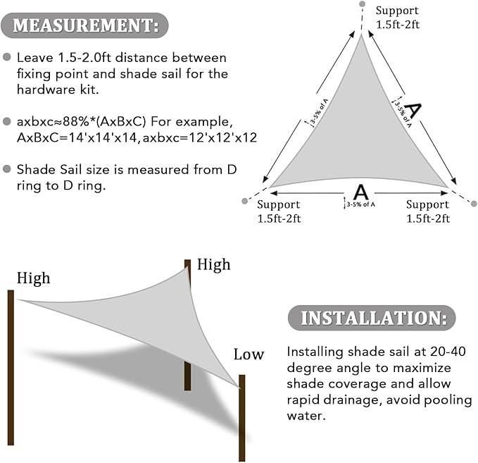 Shade&Beyond Custom Sun Shade Sail 9'x9'x12.7' Triangle Sun Sail Shades Patio - Image 6