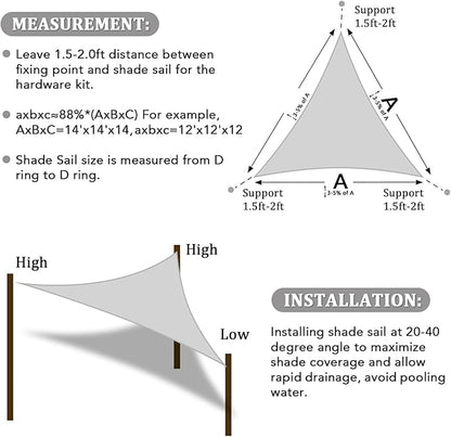 Shade&Beyond Custom Sun Shade Sail 9'x9'x12.7' Triangle Sun Sail Shades Patio - Image 6