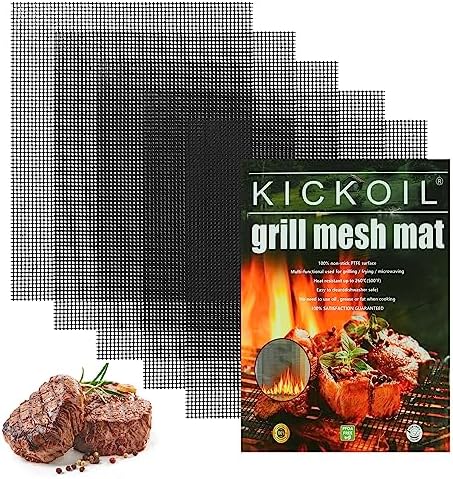 Grill Mesh Mat Set 5, Non Stick BBQ Grill Mats, Heavy Duty by KICKOIL