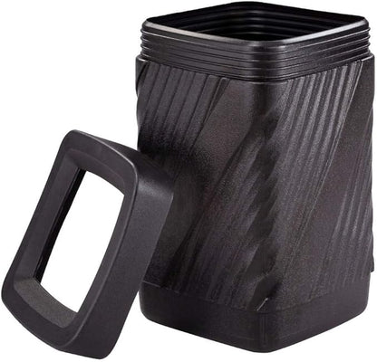 Safco 9372BL Twist Indoor Outdoor Open Top Plastic Trash Can, 32-Gallons, Touch-Free Disposal, Weather-Resistant, Ideal for Busy Environments, Black, 18.875"D x 18.875"W x 30"H