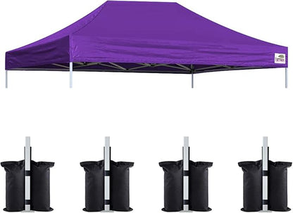 Eurmax USA Pop Up Canopy Top Gazebo Tent Cover Replacement Top Only,Bonus 4PC Pack Weight Bag (10x15, Purple)