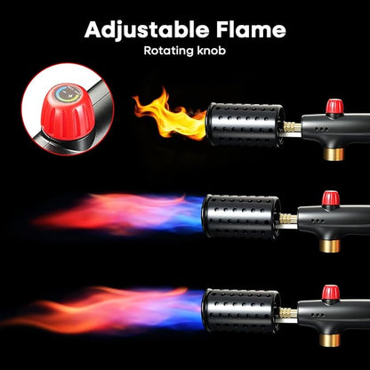 Propane Torch, Cooking Blow Torch Gun with a Safety Lock, Charcoal Lighter, Flame Thrower, Kitchen Food Torch Head for Grill, Sous Vide, BBQ (Tank Not Included) (Golden)
