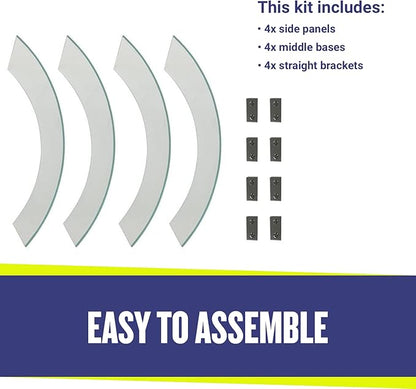 American Fire Products | Tempered Glass Flame Guard for 19” Round Drop-in Fire Pit Pans | Outdoor Wind Guard with Aluminum Fire-Resistant Brackets & Non-Slip Feet | 23-inch x 6-inch