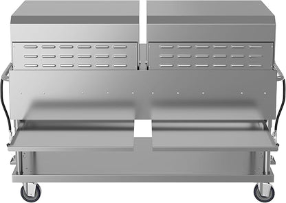 72 in. 10-Burner Commercial Outdoor Propane Gas Grill with Two 36 in. Roll Dome Covers in Stainless-Steel, ETL Listed (CGKIT7-D36D36)
