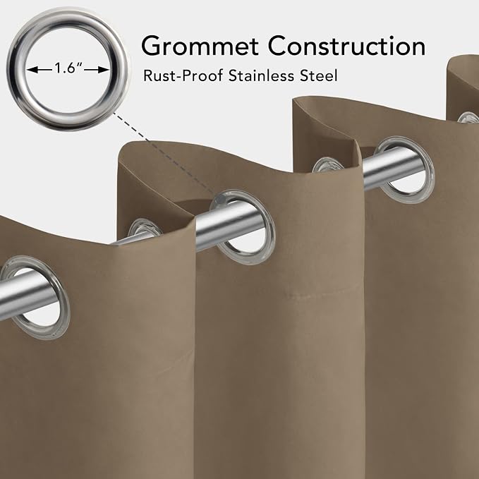 Easy-Going 100% Waterproof Outdoor Curtains 54x84 inch, Sand | Windproof - Image 3