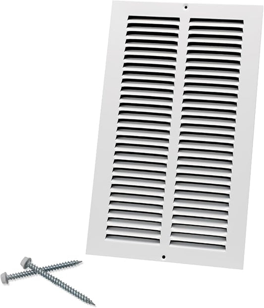8"W x 14"H [Duct Opening Size] Steel Return Air Grille, Air Return Vent Cover for Ceiling and Sidewall - HVAC Air Vent Covers - [Outer Dimensions: 9.75"W x 15.75"H]