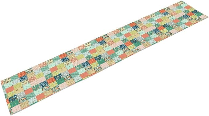 Boho Floral Patchwork Table Runner, Colorful Flower Print Rustic Farmhouse Country Vintage Paisley Table Runner for Dining Cafe Holiday Kitchen Home 13x90in