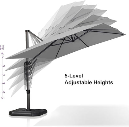 PURPLE LEAF Umbrella with Base and Cover 9' x 11.5' All Shade White | More - Image 4