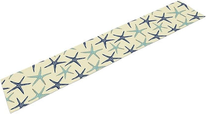 Blue Starfish Table Runner,Nautical Beach Ocean Table Runner Seasonal Holiday Home Kitchen Dining Table for Home Party Decor 13"x36"