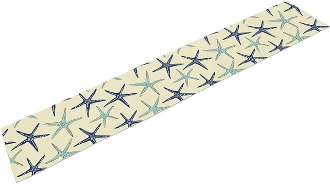 Blue Starfish Table Runner,Nautical Beach Ocean Table Runner Seasonal Holiday Home Kitchen Dining Table for Home Party Decor 13"x108"