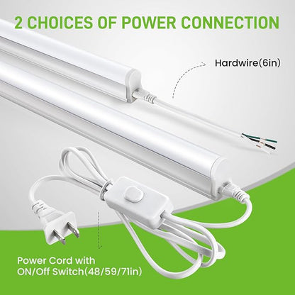 Pak 4FT LED Shop Lights, 2300LM 6500K Cool White, 20W Energy Efficient Linkable Ceiling and Under Cabinet Lighting, T5 Integrated Utility Fixture for Garage, Workshop, Basement, FCC Certified, 8 Pack