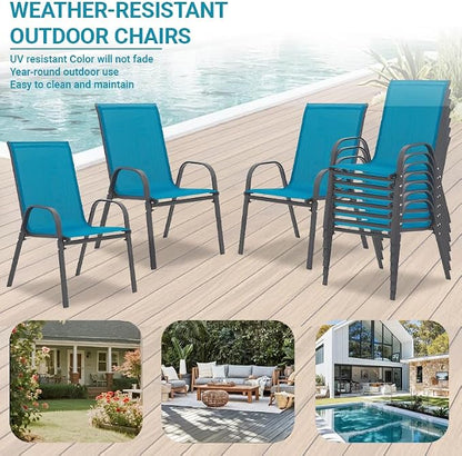 Patio Chairs Set of 6, Breathable Textilene, Weatherproof Frame, Quick Setup - Image 5