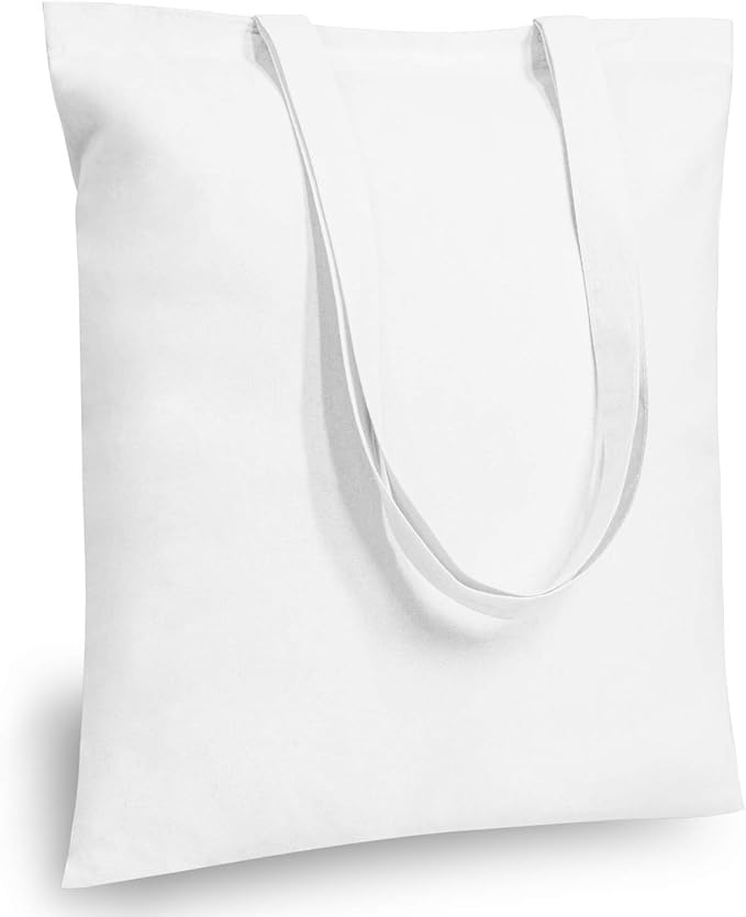 TOPDesign 6-Pack Economical 16"x15" White Cotton Tote Bag, Lightweight Medium Reusable Grocery Shopping Cloth Bags, Suitable for DIY, Advertising, Promotion, Gift, Activity