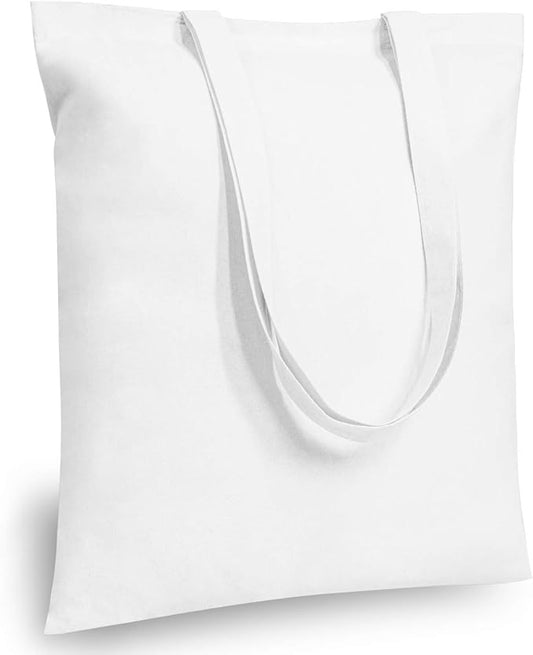 TOPDesign 6-Pack Economical 16"x15" White Cotton Tote Bag, Lightweight Medium Reusable Grocery Shopping Cloth Bags, Suitable for DIY, Advertising, Promotion, Gift, Activity