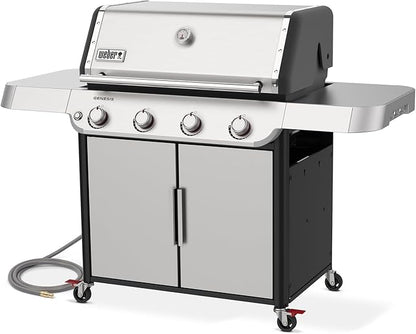 Weber Genesis S-415 Natural Gas Grill for Outdoor Grilling, 4 Burners, Stainless Steel