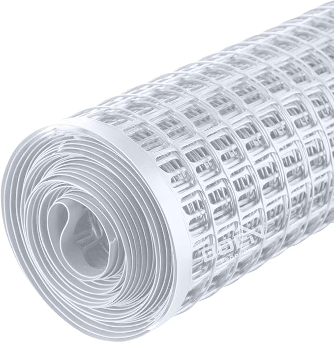 BOEN Garden Fence Temporary Barrier Outdoor Fence for Dog, Rabbit or Deer, Garden Netting Plastic Mesh Plant Protection (40" x 25', White)