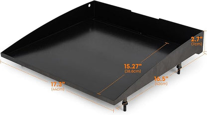 Stanbroil 17 Inch Flat Top Griddle Replacement Top for Blackstone 17" Tabletop Griddle Station, Ceramic Coated Steel Griddle Top Replacement with Rear Grease System, Black