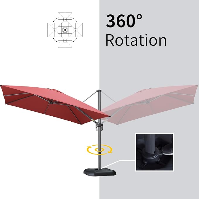 PURPLE LEAF Patio Cantilever Umbrella 10' x 13' Large Space - Image 6