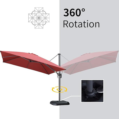 PURPLE LEAF Patio Cantilever Umbrella 10' x 13' Large Space - Image 6